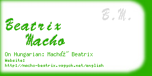 beatrix macho business card